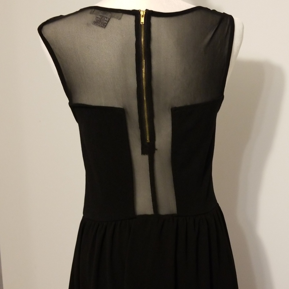 SANS SOUCI embroidered black mesh high-low dress - Picture 3 of 8